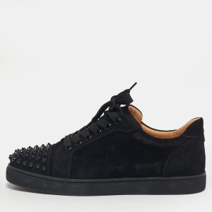 Christian Louboutin Black Suede Louis Junior Spikes Low Top Sneakers Size 39.5, Athletic Shoes & Sneakers - Luxury Closet