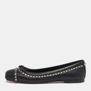 Christian Louboutin La massine Size 36.5 Black Leather Ballet Flats, Flats - Luxury Closet