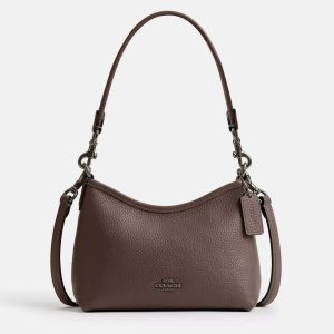 Coach Laurel small Dark Stone Leather Shoulder bag, Handbags - Luxury Closet