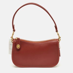 Coach Brick Brown Leather Swinger 20 Clutch Bag, Clutches & Special Occasion Bags - Luxury Closet