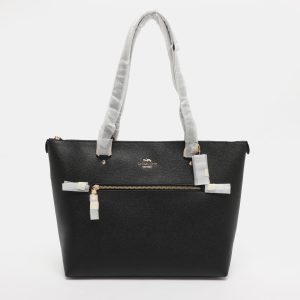 Coach Black Leather Gallery Tote, Tote Handbags - Luxury Closet