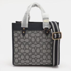 Coach Navy Blue Signature Canvas and Leather Field 22 Tote, Tote Handbags - Luxury Closet