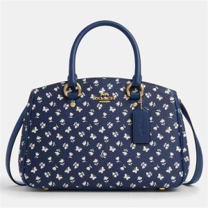 Coach Savannah Small Floral Print Blue Leather Carryall Bag, Satchels - Luxury Closet