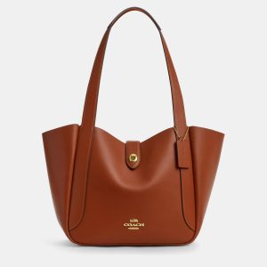 Coach Hadley Turnlock Tan Leather Tote Bag, Tote Handbags - Luxury Closet