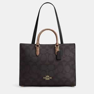 Coach Maggie Blocked Signature Canvas Black Canvas Tote Bag, Tote Handbags - Luxury Closet