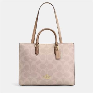Coach Maggie Blocked Signature Canvas Sand Canvas Tote Bag, Tote Handbags - Luxury Closet