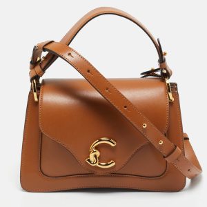 Coccinelle Brown Leather C Me Flap Top Handle Bag, Handbags - Luxury Closet