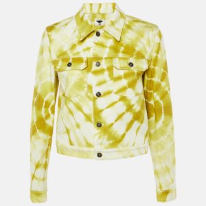 Dior Yellow Tie Dye Denim Button Front Jacket M, Coats & Jackets - Luxury Closet