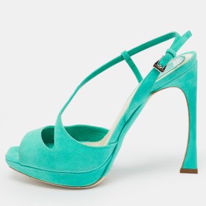 Dior Green Suede Ankle Strap Slingback Sandals Size 37, Sandals - Luxury Closet