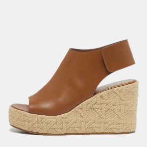 Dior Brown Leather Attitude Wedge Sandals Size 39, Sandals - Luxury Closet