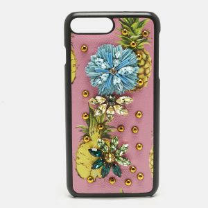 Dolce & Gabbana Multicolor Fruit Print Leather Crystal Embellished iPhone 7 Plus Case, Mobile Phone Cases - Luxury Closet