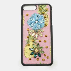 Dolce & Gabbana Multicolor Fruit Print Leather Crystal Embellished iPhone 7 Plus Case, Mobile Phone Cases - Luxury Closet