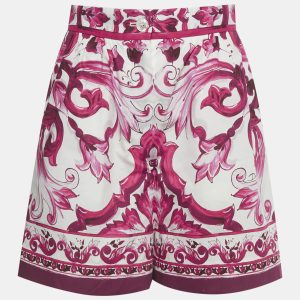 Dolce & Gabbana Pink Majolica Print Poplin Shorts M, Shorts - Luxury Closet