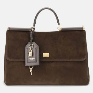 Dolce & Gabbana Sicily Brown Suede Handbag, Satchels - Luxury Closet