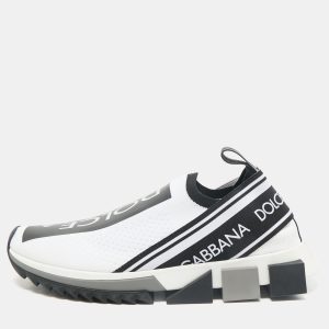 Dolce & Gabbana Black/White Stretch Fabric Sorrento Slip-On Sneakers Size 39, Athletic Shoes & Sneakers - Luxury Closet