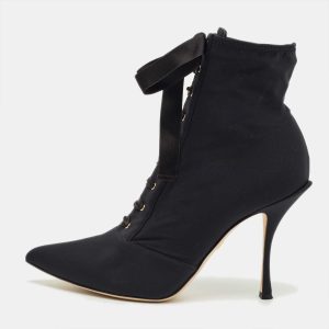Dolce & Gabbana Black Jersey Lori Lace Up Booties Size 39, Boots - Luxury Closet