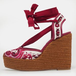 Dolce & Gabbana Multicolor Brocade Fabric Espadrille Wedge Sandals Size 39, Sandals - Luxury Closet