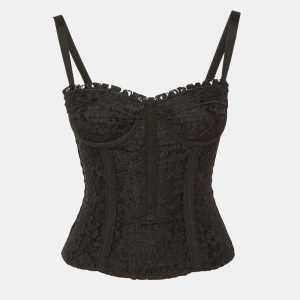Dolce & Gabbana Black Lace Corset Top S, Shirts & Tops - Luxury Closet