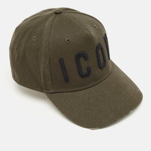 Dsquared2 Olive Green Icon Embroidered Canvas Baseball Cap One Size, Apparel & Accessories - Luxury Closet