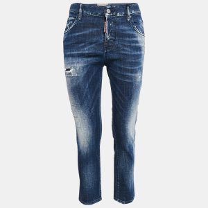 Dsqaured2 Blue Washed Denim Cool Girl Cropped Jeans S Waist 32", Jeans - Luxury Closet