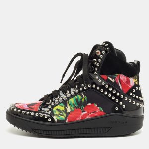 Dsquared2 Multicolor Floral Print Canvas and Patent Leather High Top Sneakers Size 38, Athletic Shoes & Sneakers - Luxury Closet