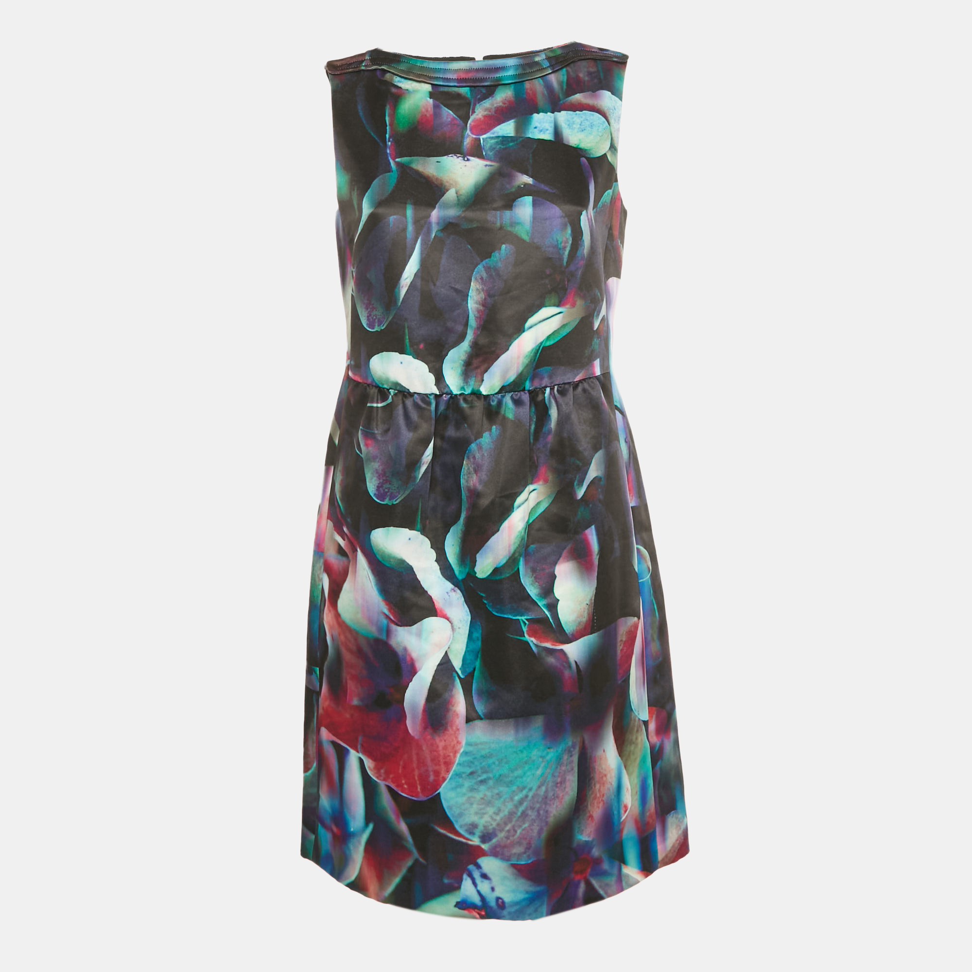 Emporio Armani Multicolor Digital Print Satin Sleeveless Dress M, Dresses - Luxury Closet