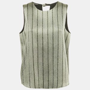 Emporio Armani Green Striped Lurex Sleeveless Top L, Shirts & Tops - Luxury Closet