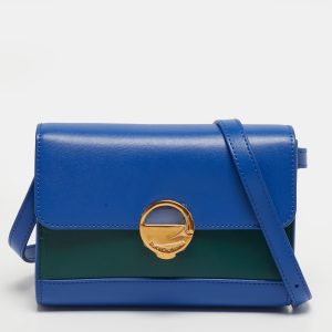 Emporio Armani Blue/Green Leather Metal Clasp Flap Crossbody Bag, Handbags - Luxury Closet