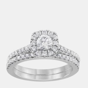 1 ct 14k White Gold Lab Grown Diamond Bridal Set US 7, Rings - Luxury Closet
