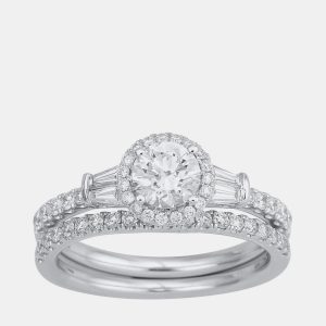 1.5 ct 14k White Gold Lab Grown Diamond Bridal Set US 7, Rings - Luxury Closet