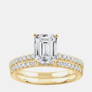 1.95 ct 14k Yellow Gold Lab Grown Diamond Bridal Set US 7, Rings - Luxury Closet