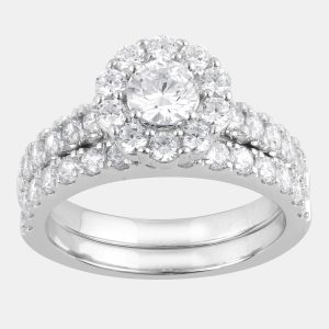 2 ct 14k White Gold Lab Grown Diamond Bridal Ring Set US 7, Rings - Luxury Closet