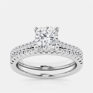 2 ct 14k White Gold Lab Grown Diamond Bridal Ring Set US 7, Rings - Luxury Closet