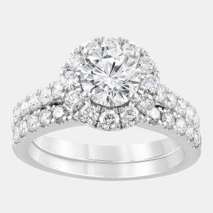 2.25ct 14k White Gold Lab Grown Diamond Bridal Set, Rings - Luxury Closet