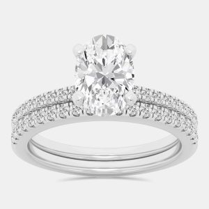 2.5ct 14k White Gold Lab Grown Diamond Bridal Set, Rings - Luxury Closet