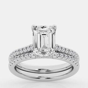 2.5ct 14k White Gold Lab Grown Diamond Bridal Set, Rings - Luxury Closet
