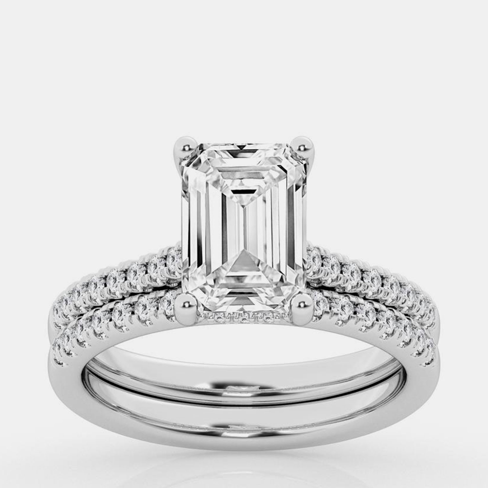 2.5ct 14k White Gold Lab Grown Diamond Bridal Set, Rings - Luxury Closet