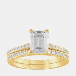 2.5ct 14k Yellow Gold Lab Grown Diamond Bridal Set, Rings - Luxury Closet