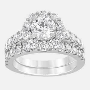 3ct 14k White Gold Lab Grown Diamond Bridal Set, Rings - Luxury Closet