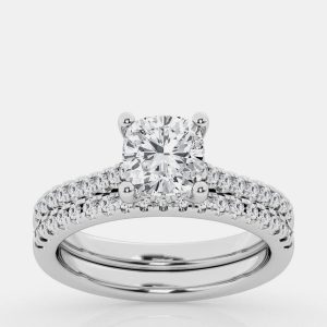3ct 14k White Gold Lab Grown Diamond Bridal Set, Rings - Luxury Closet