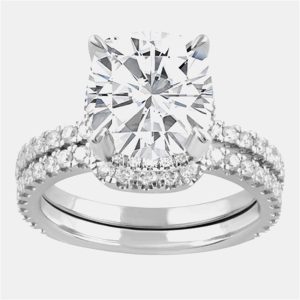 3.4ct 14k White Gold Lab Grown Diamond Bridal Set, Rings - Luxury Closet