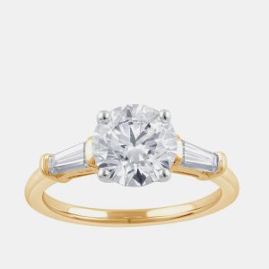 2.5ct 14k Yellow Gold Lab Grown Diamond 3 Stone Ring, Rings - Luxury Closet