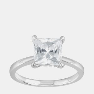 2.45ct 14k White Gold Lab Grown Diamond Hidden Halo Solitaire Ring, Rings - Luxury Closet