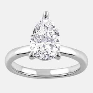 3ct 14k White Gold Lab Grown Diamond Solitaire Ring, Rings - Luxury Closet