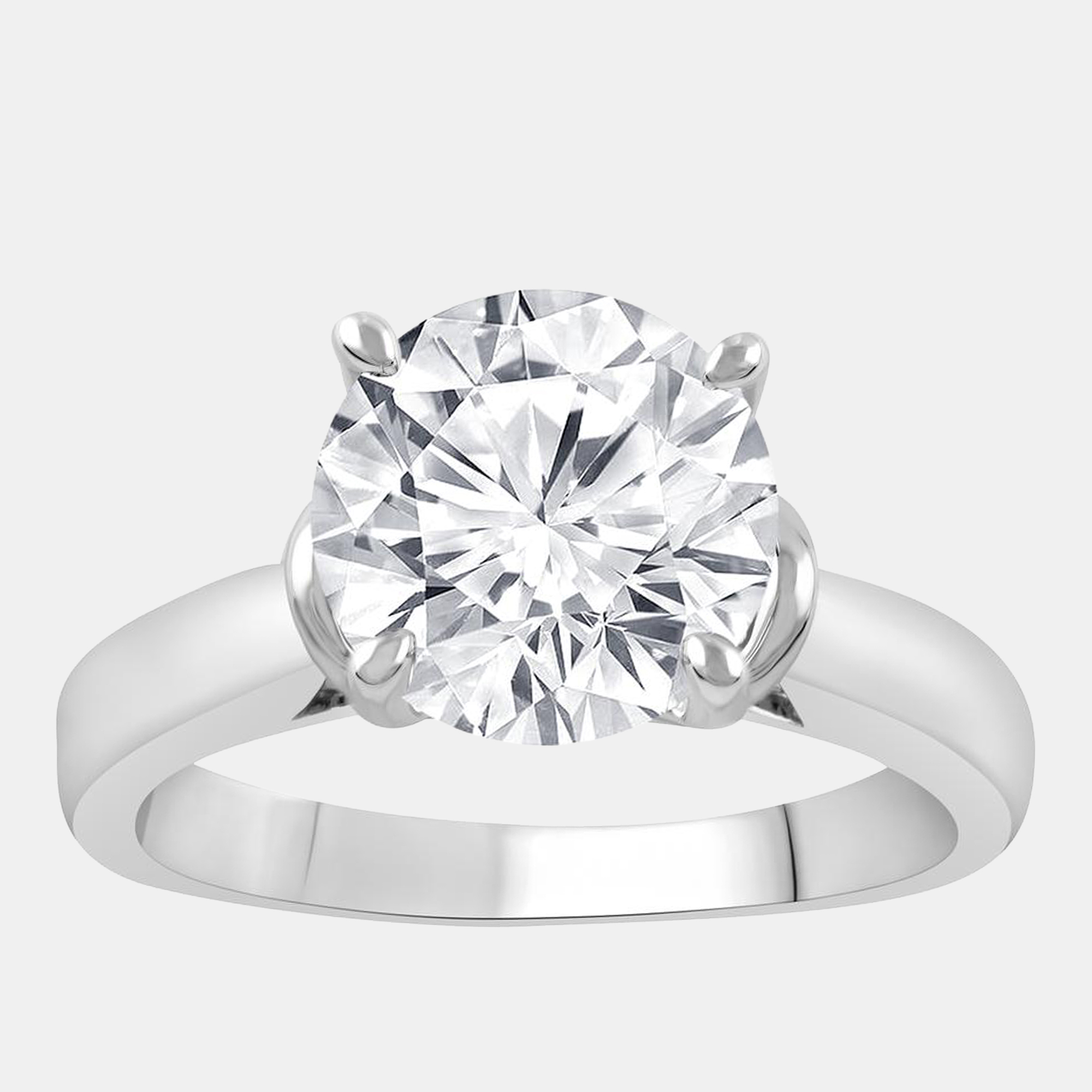 3ct 14k White Gold Lab Grown Diamond Solitaire Ring, Rings - Luxury Closet