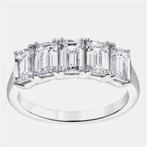 1.5 cts 14k White Gold Lab Grown Diamond 5 Stone Band US 7, Rings - Luxury Closet