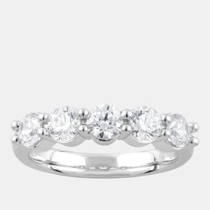 2ct 14k White Gold Lab Grown Diamond 5 Stone Band, Rings - Luxury Closet