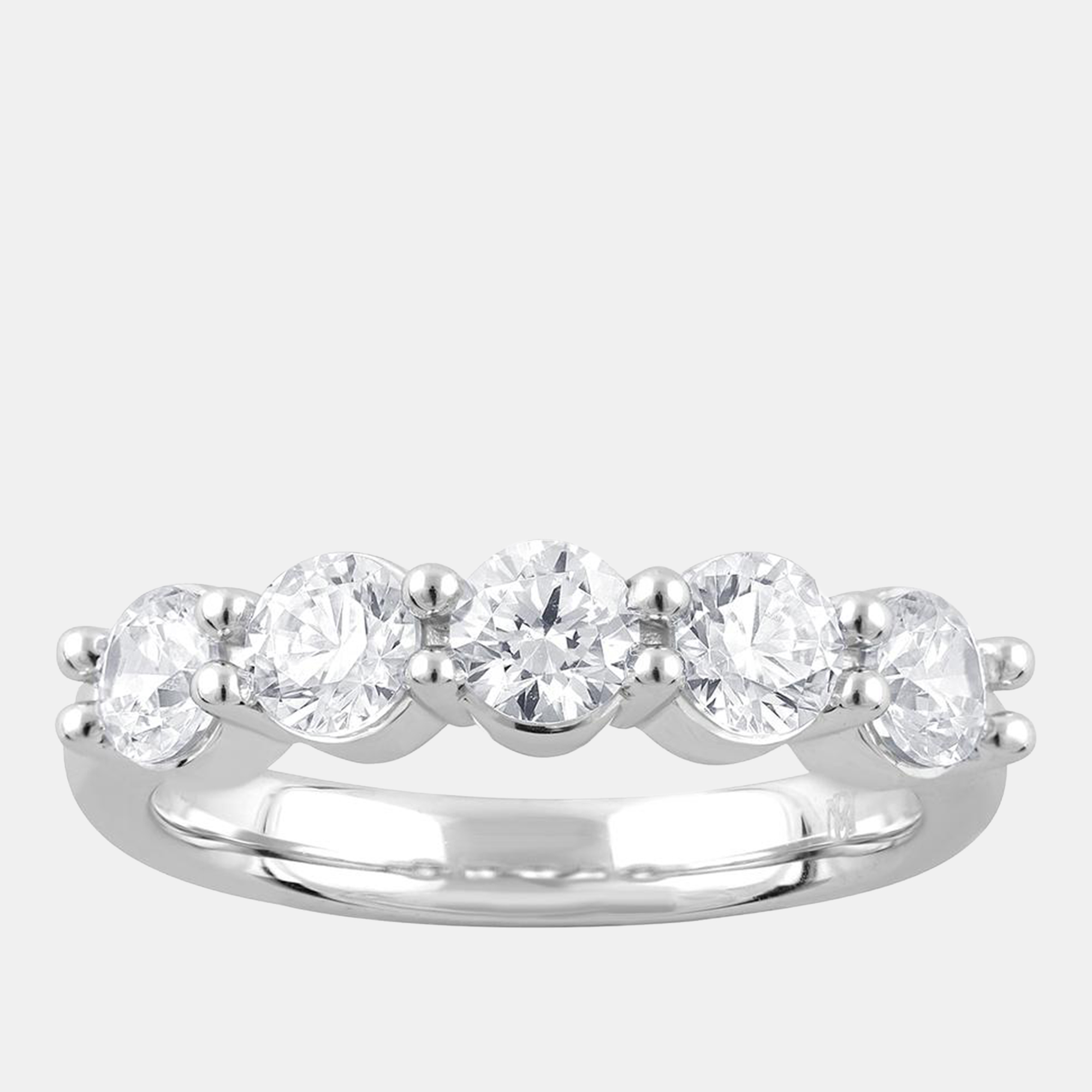 2ct 14k White Gold Lab Grown Diamond 5 Stone Band, Rings - Luxury Closet