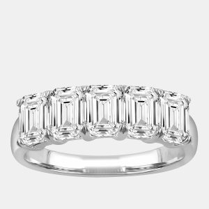2.45ct 14k White Gold Lab Grown Diamond 5 Stone Band, Rings - Luxury Closet