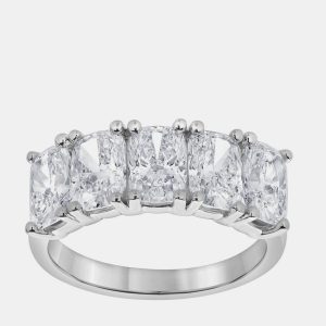 3.82ct 14k White Gold Lab Grown Diamond 5 Stone Band, Rings - Luxury Closet